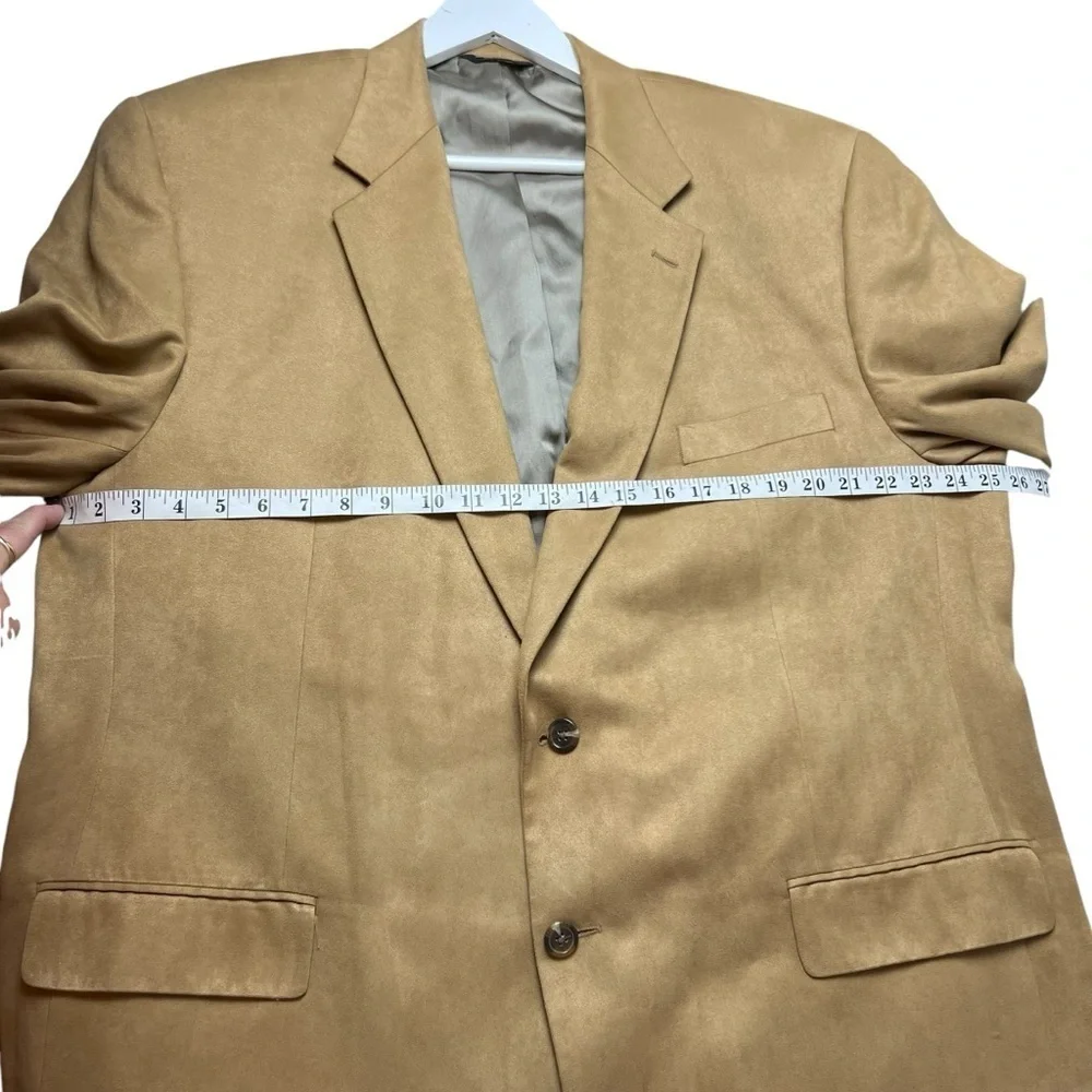 CHAPS Ralph Lauren Faux Suede Jacket Men’s Blazer Sports Suit Coat SZ 48L Tan